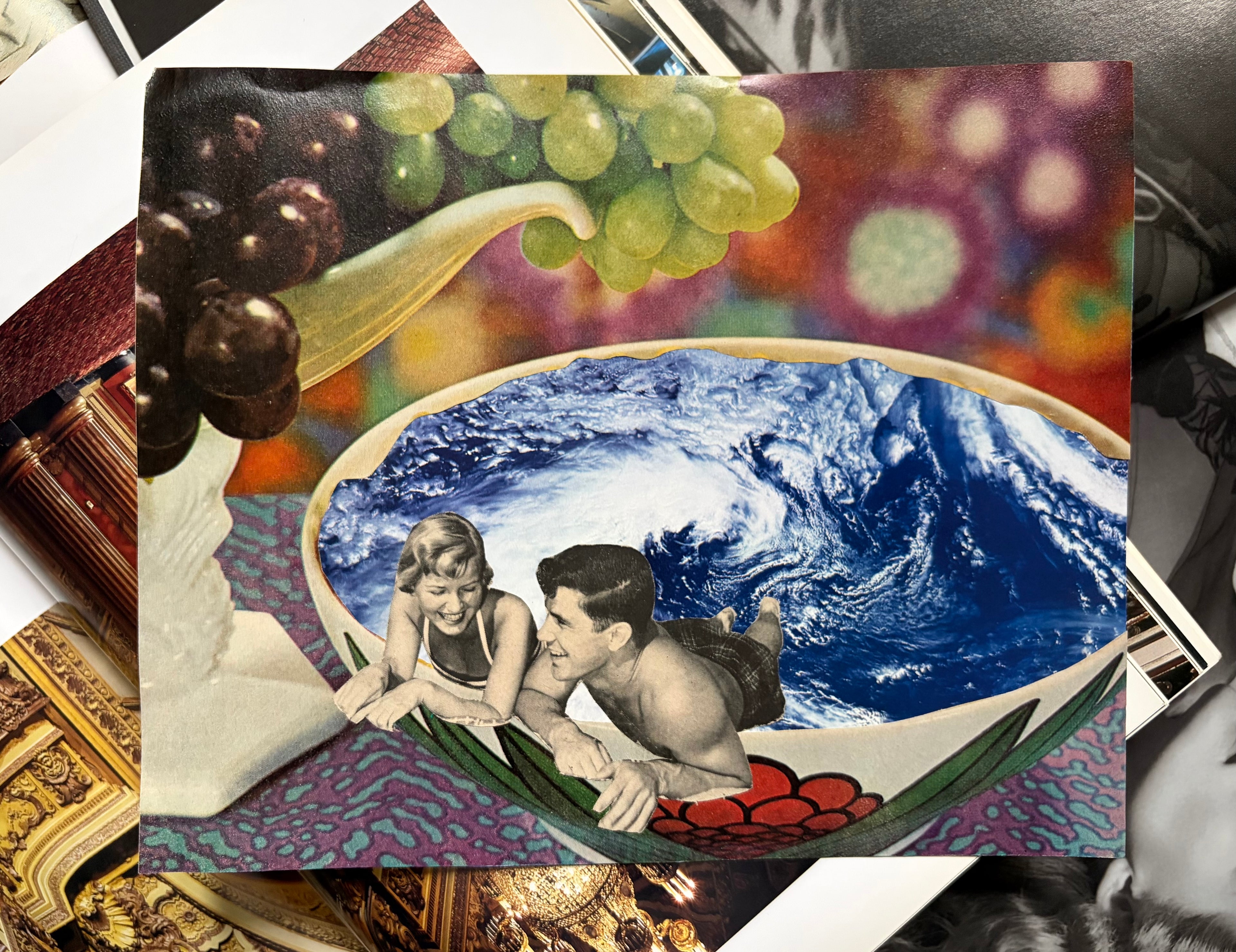 “Sky-bathing”, original hand cut collage