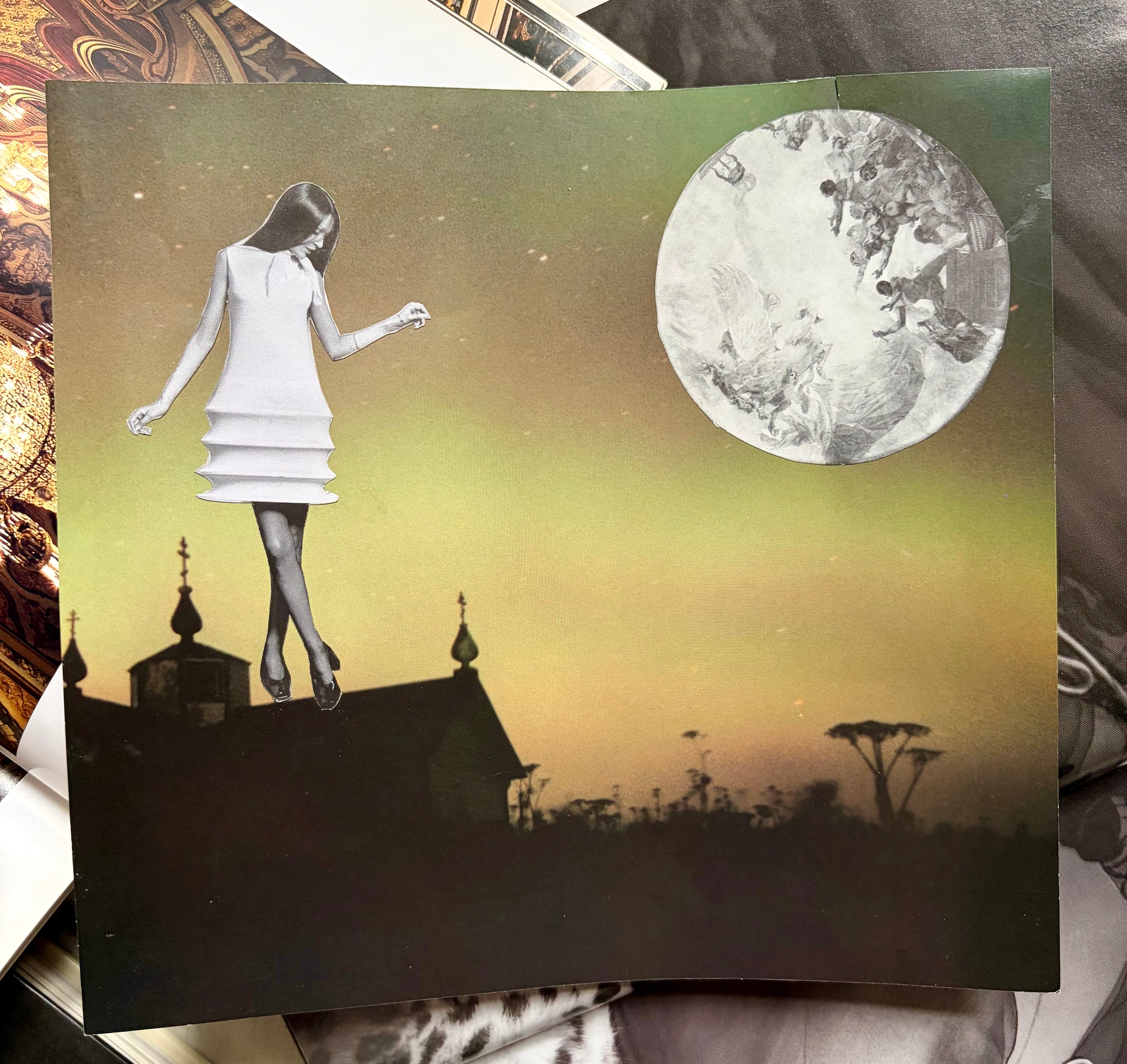 “Dancing in the Moonlight”, original hand cut collage