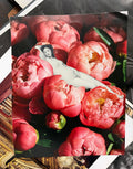 “Venus of the Peonies”, original hand cut collage
