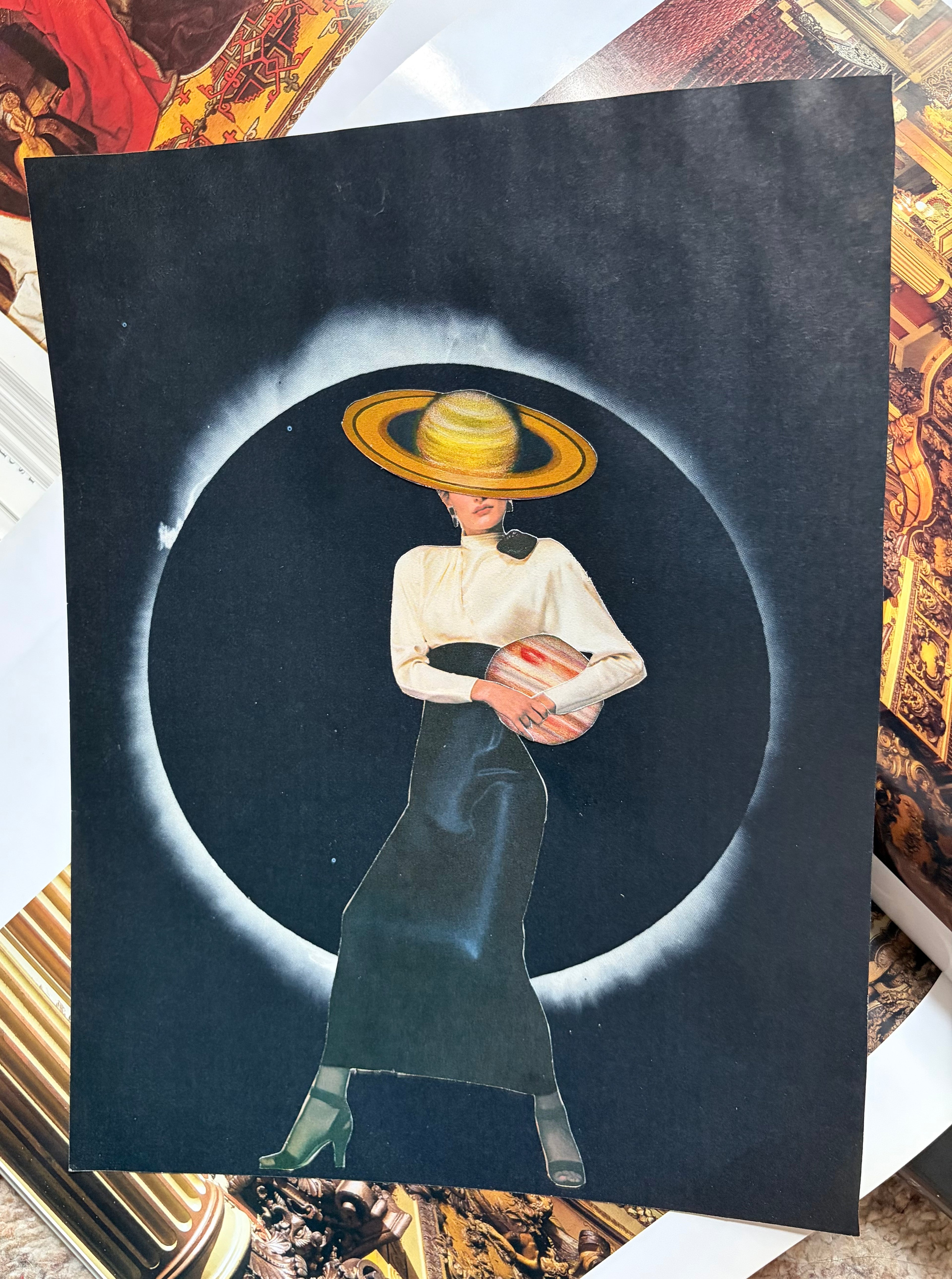“Saturn Returned”, original hand cut collage